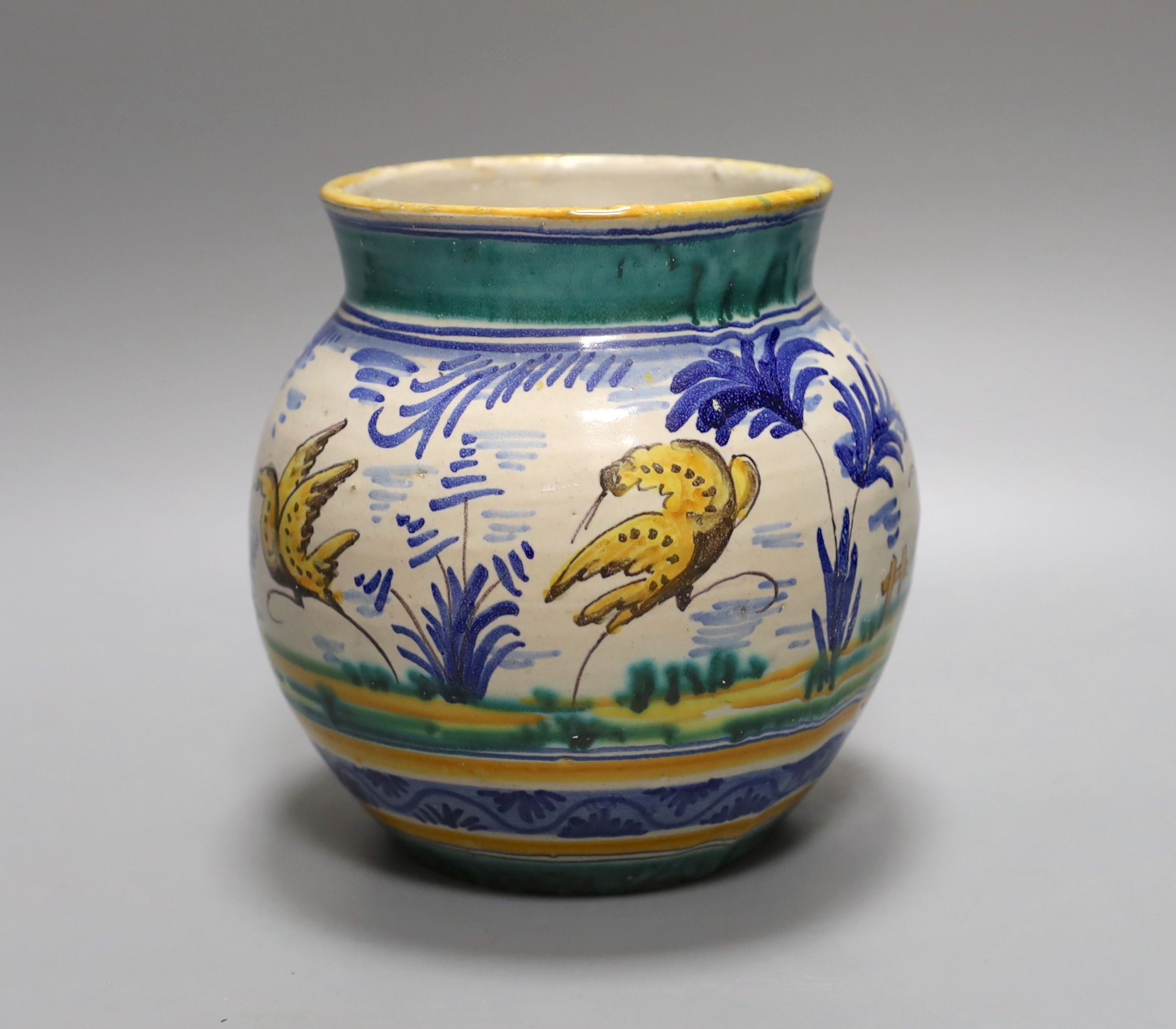 A 19th-century Italian maiolica jar - 19cm tall